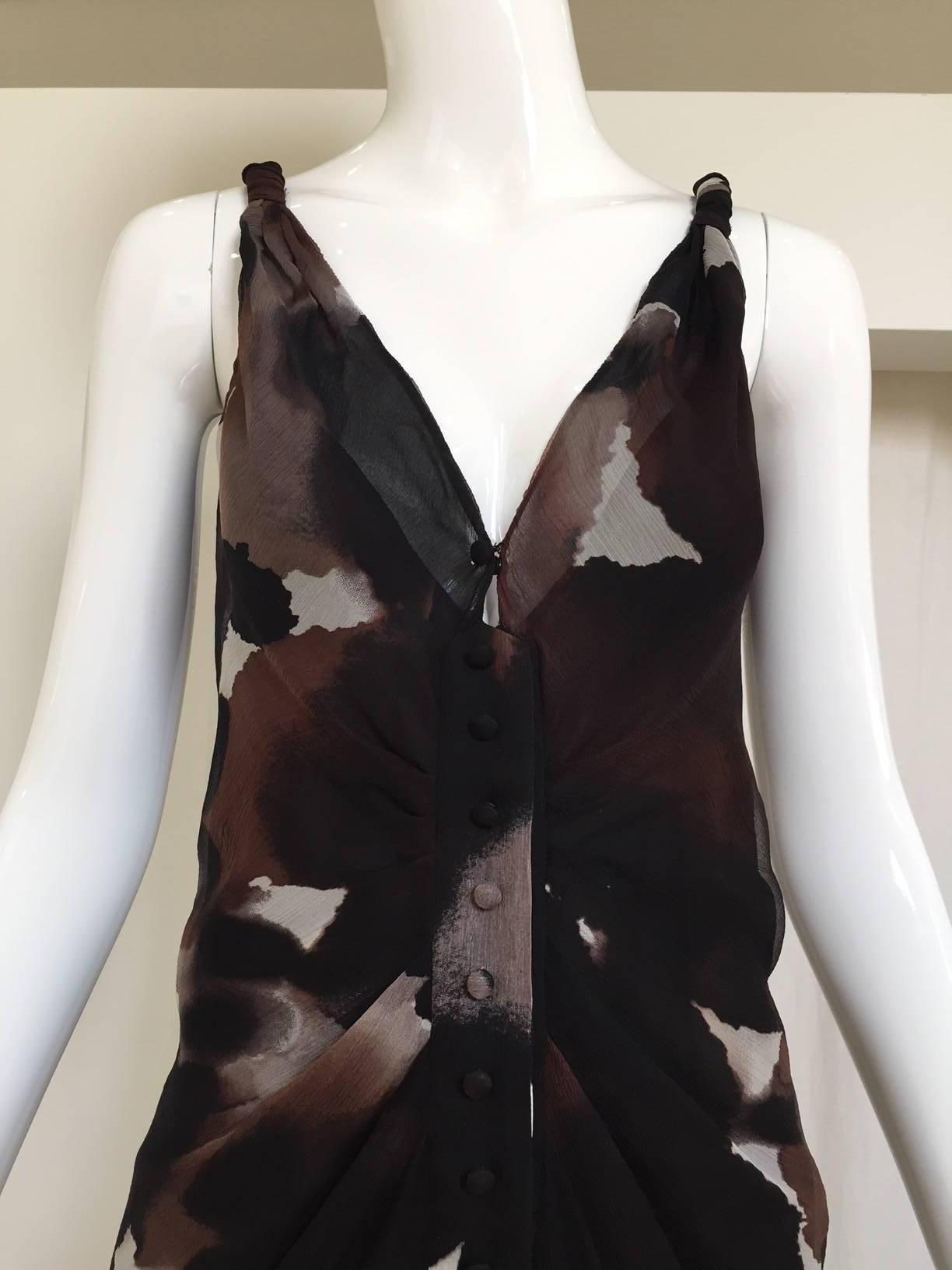 Black J Mendel silk chiffon print dress For Sale