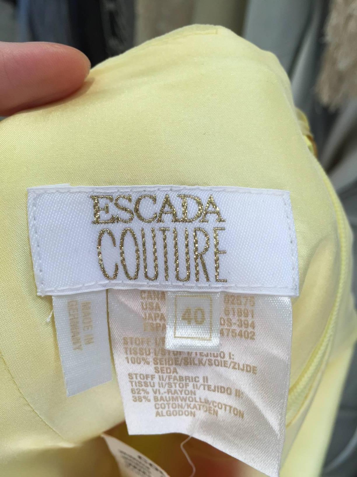 Women's Vintage 1990s ESCADA Yellow Silk Spaghetti Strap Cut Out Summer 90s Dress