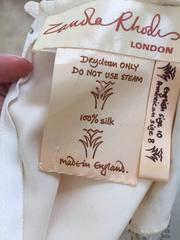 80s Zandra Rhodes off white silk dress with butterfly print