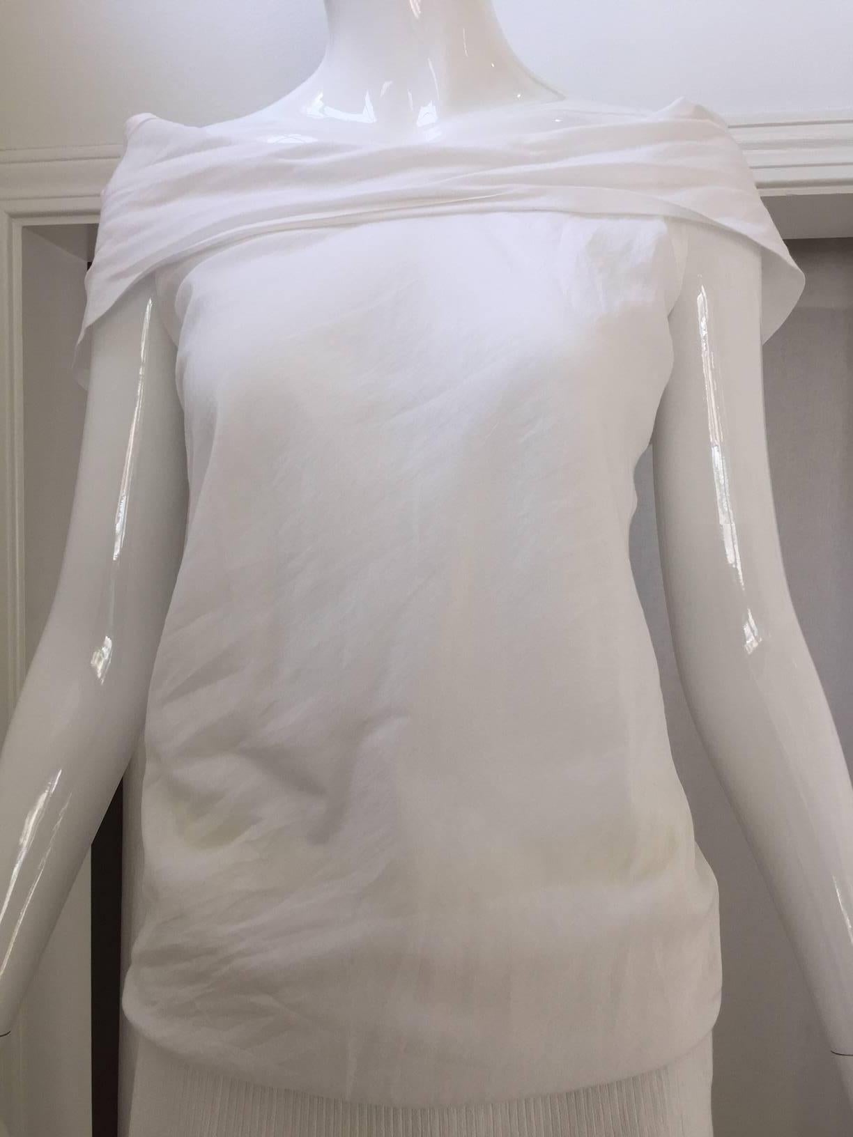 Gray 90s Yohji Yamamoto white off shoulder cotton dress