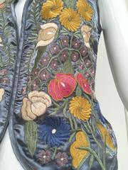 80s Mary Mcfadden grey silk embroidered vest