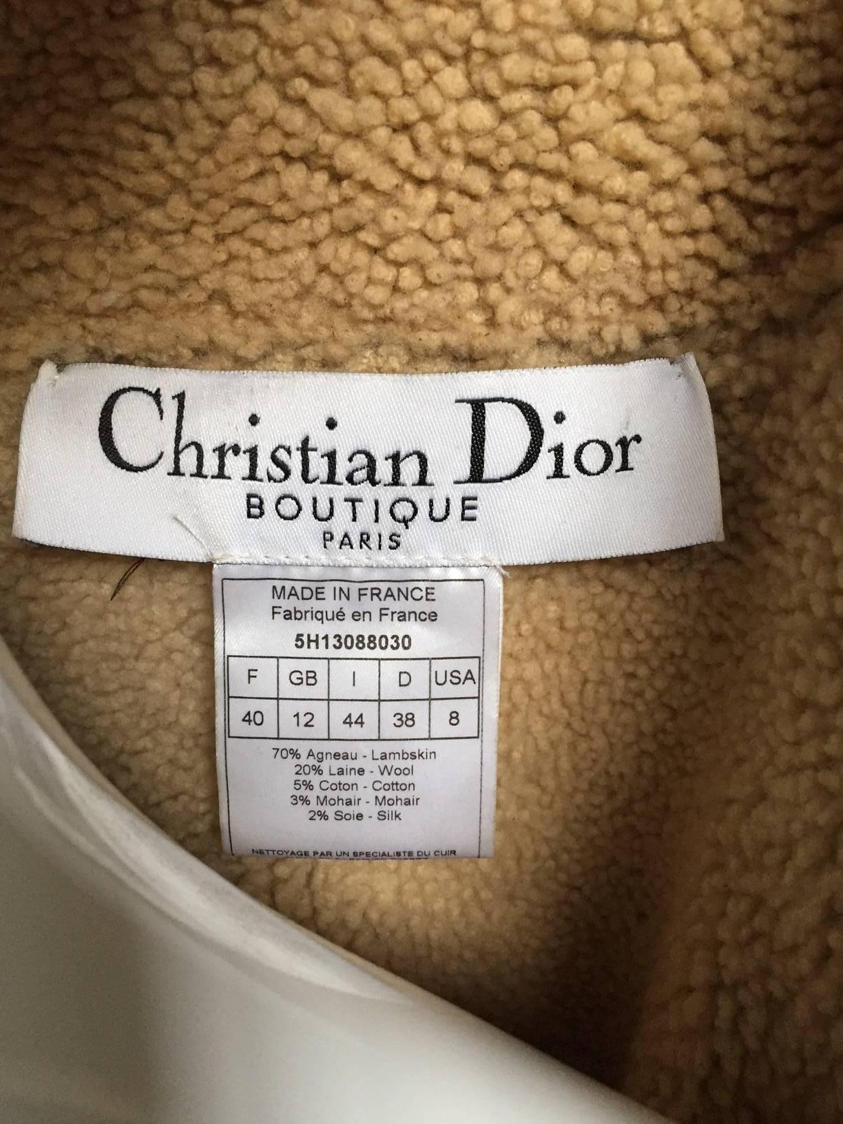 Beige Christian Dior by John Galliano Shearling coat