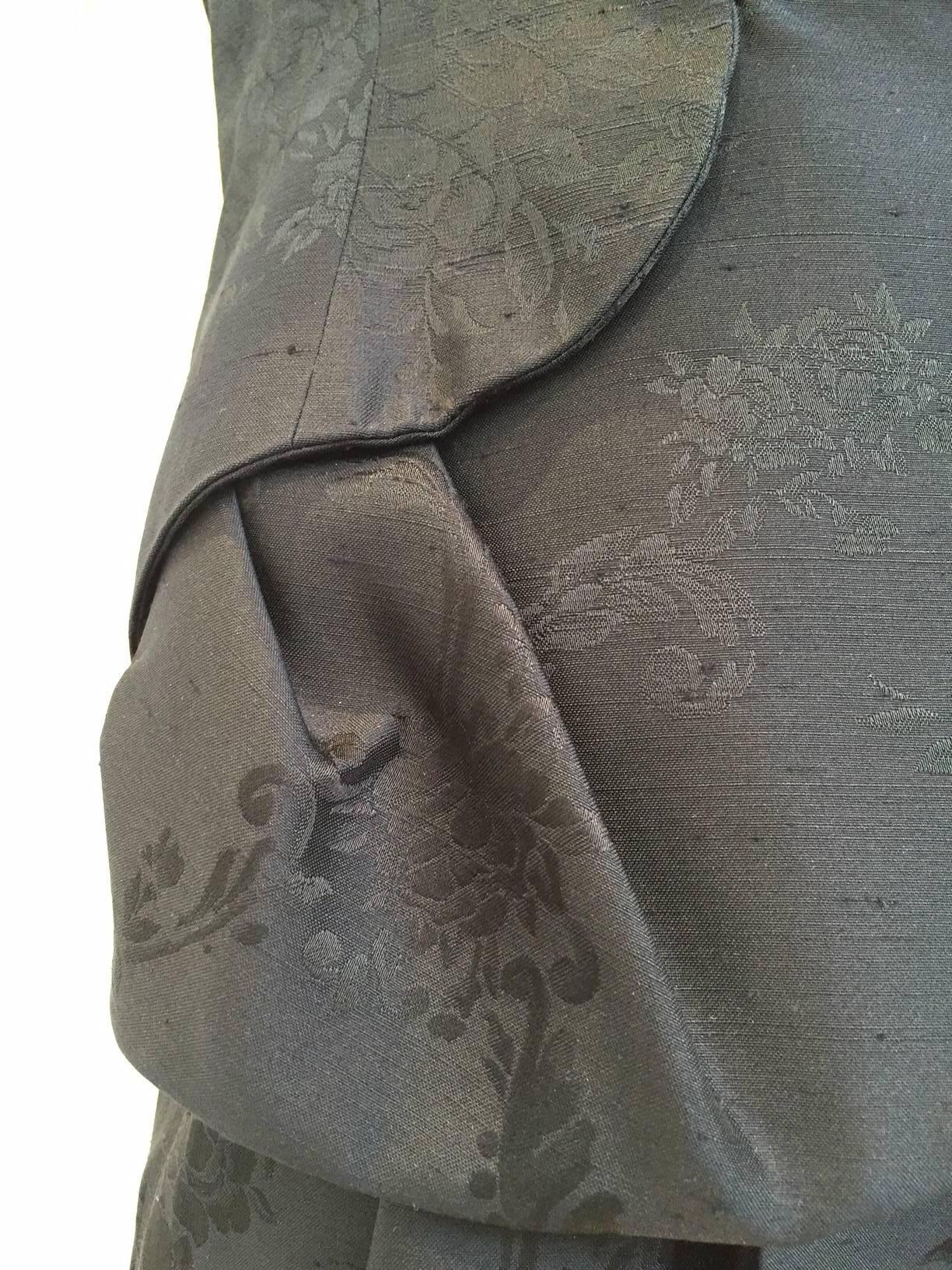 Women's John Galliano black silk jacquard top and pant set