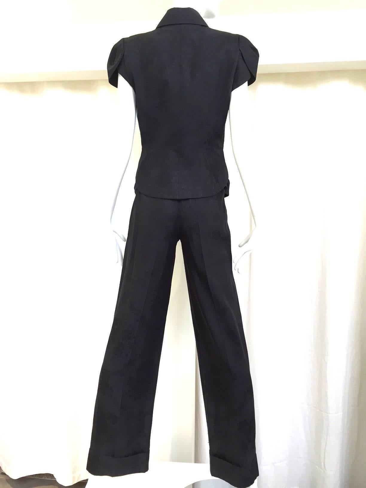 John Galliano black silk jacquard top and pant set In Good Condition In Beverly Hills, CA