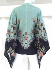 2000s Roberto Cavalli mint green silk print kimono top