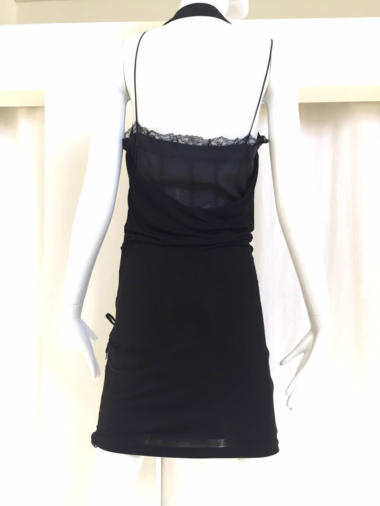 Christian Dior by John Galliano black jersey halter mini dress In Excellent Condition In Beverly Hills, CA