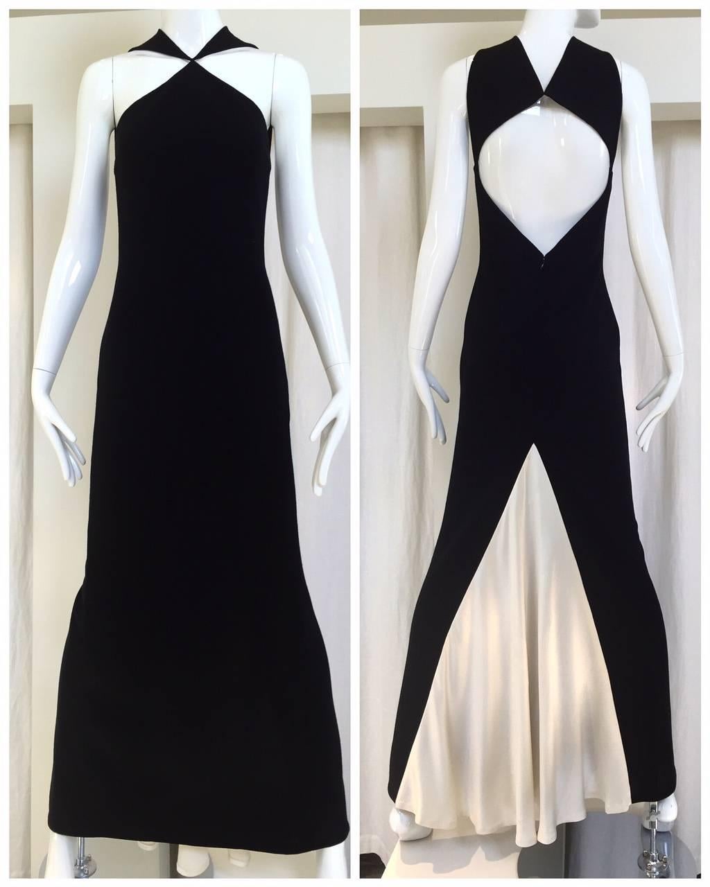 90s BILL BLASS wool jersey cut out gown 1