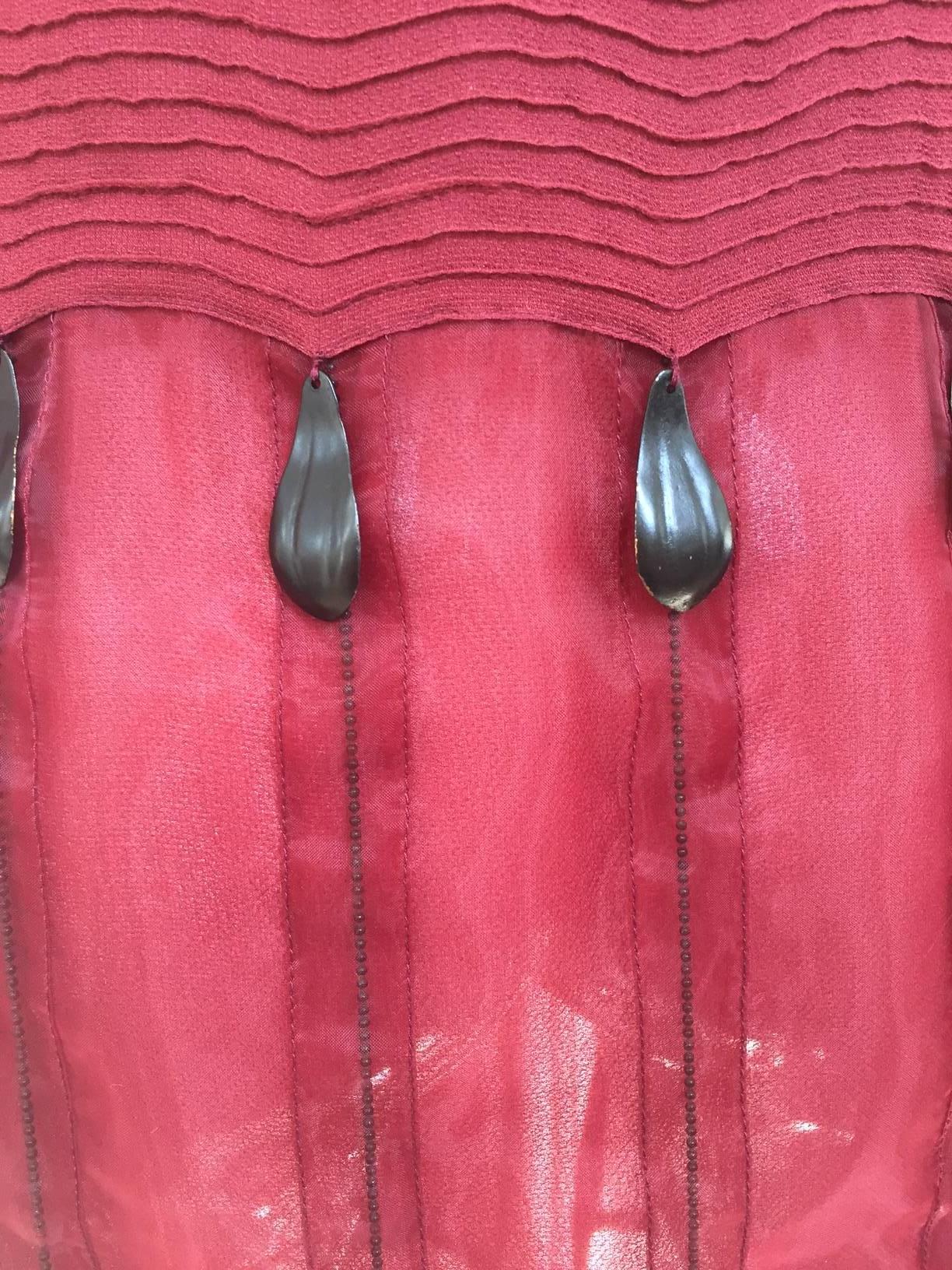 Fendi maroon silk cocktail dress In Good Condition For Sale In Beverly Hills, CA