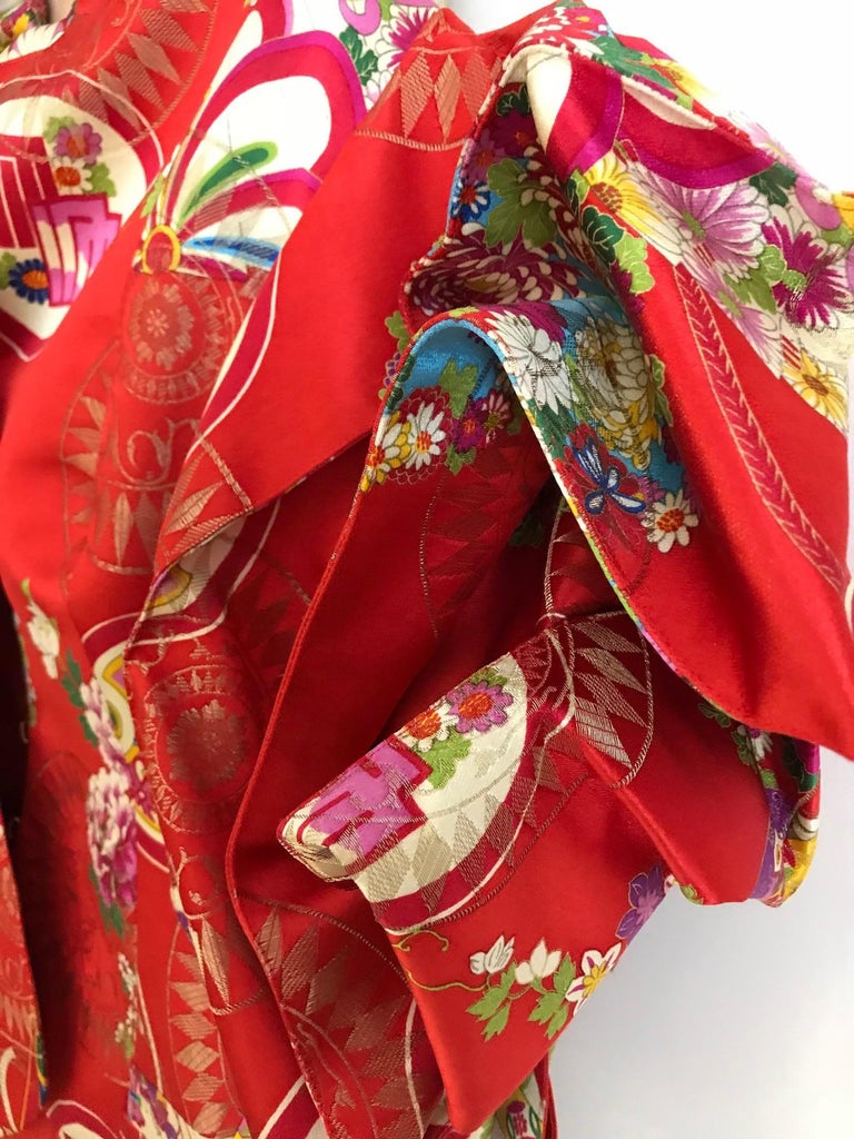 Christian Dior Red Silk Brocade Chinese Inspired Jacket Top 3