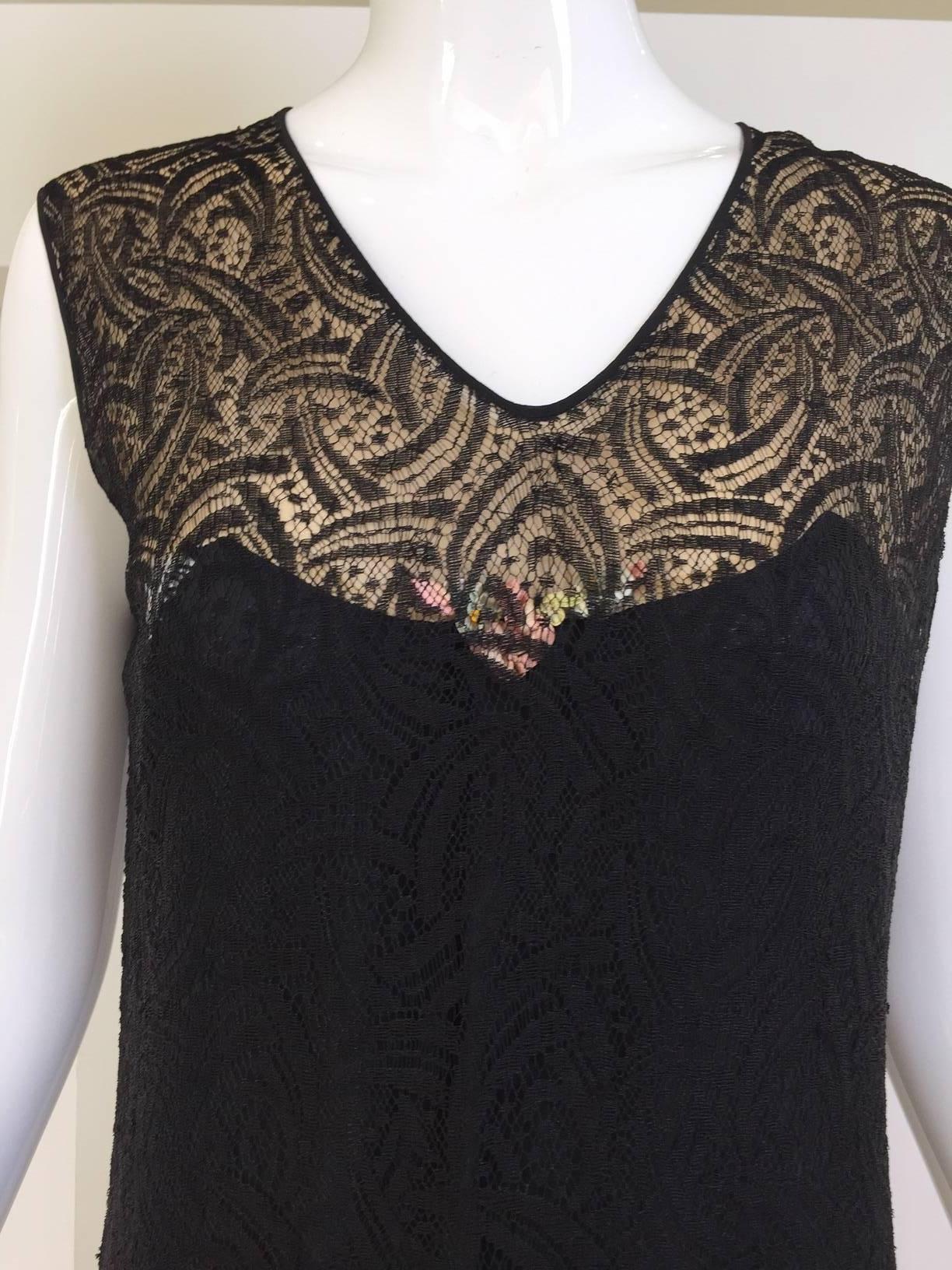 1930s Black lace dress with cardigan jacket and belt ensemble In Good Condition In Beverly Hills, CA
