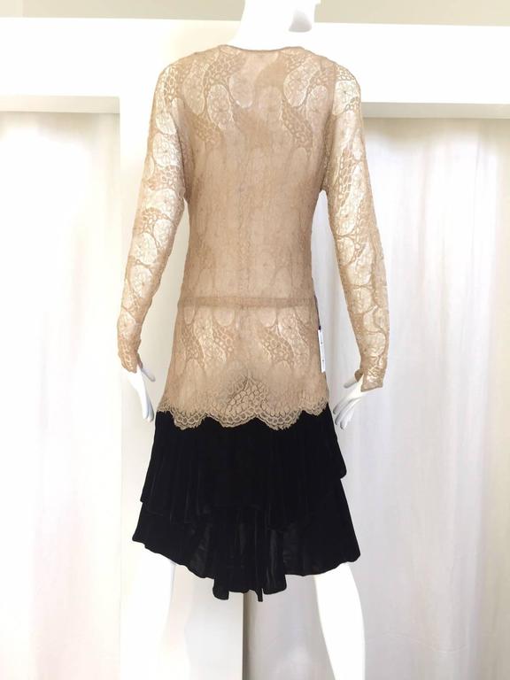 1920s lace dress with velvet trim at 1stDibs | 1920s lace dresses, 1920 ...
