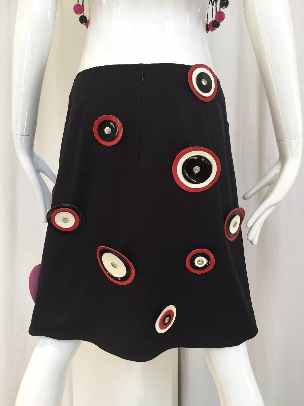 Black Paco Rabanne Brown Mini skirt with Circles Leather Cut Out For Sale