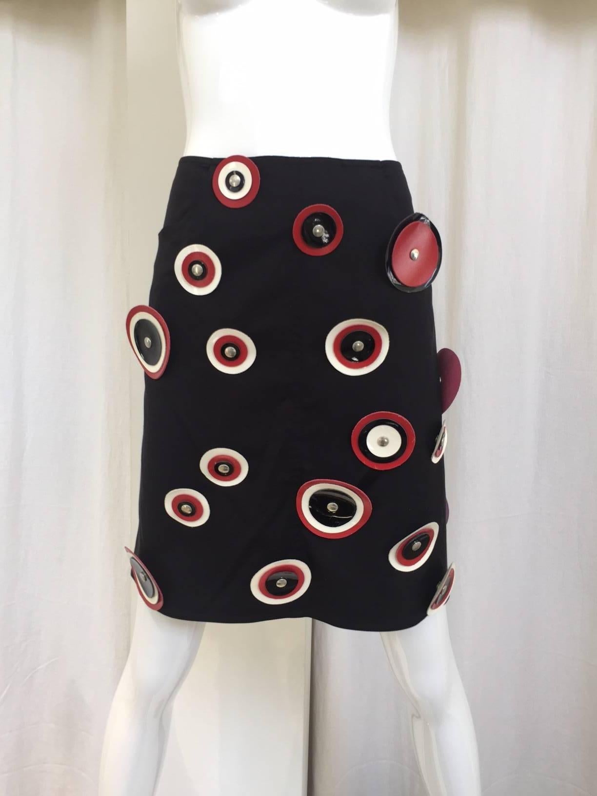 Women's Paco Rabanne Brown Mini skirt with Circles Leather Cut Out For Sale