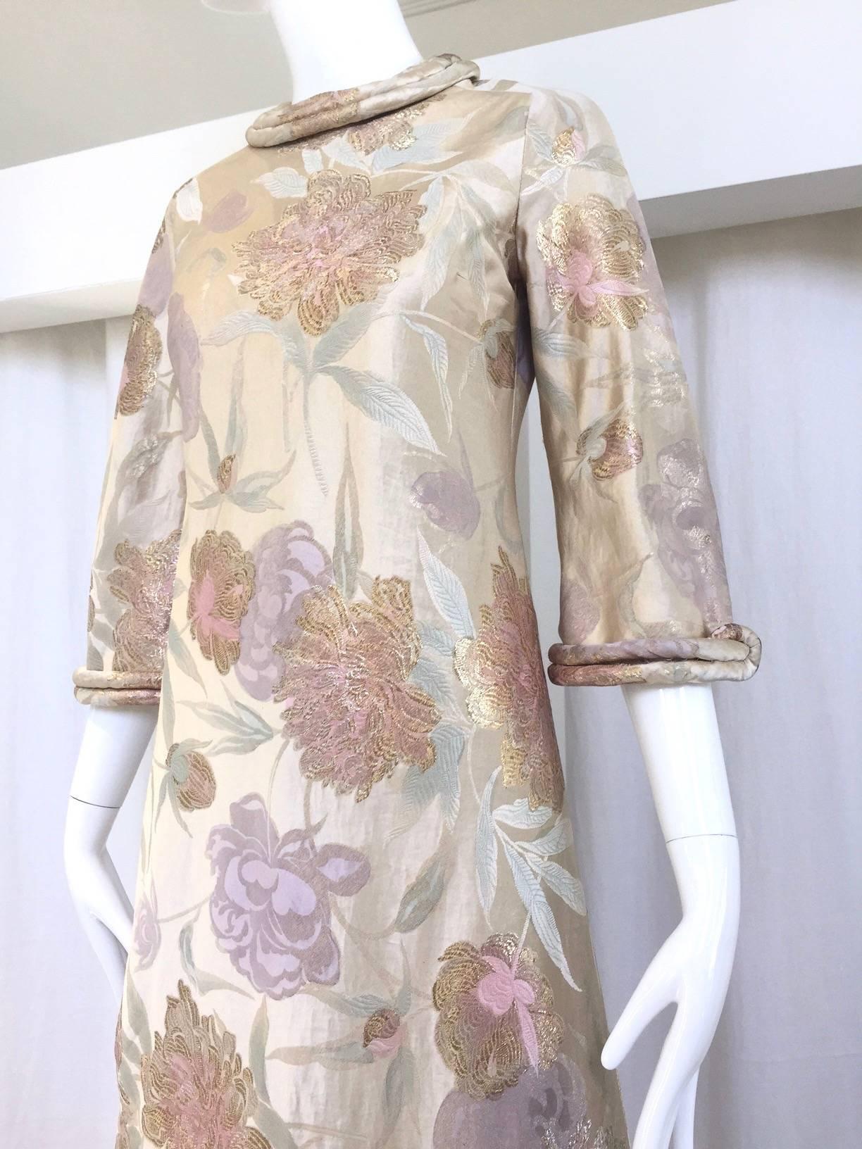 Women's 1960s CARDINALI silk brocade jacquard dress For Sale