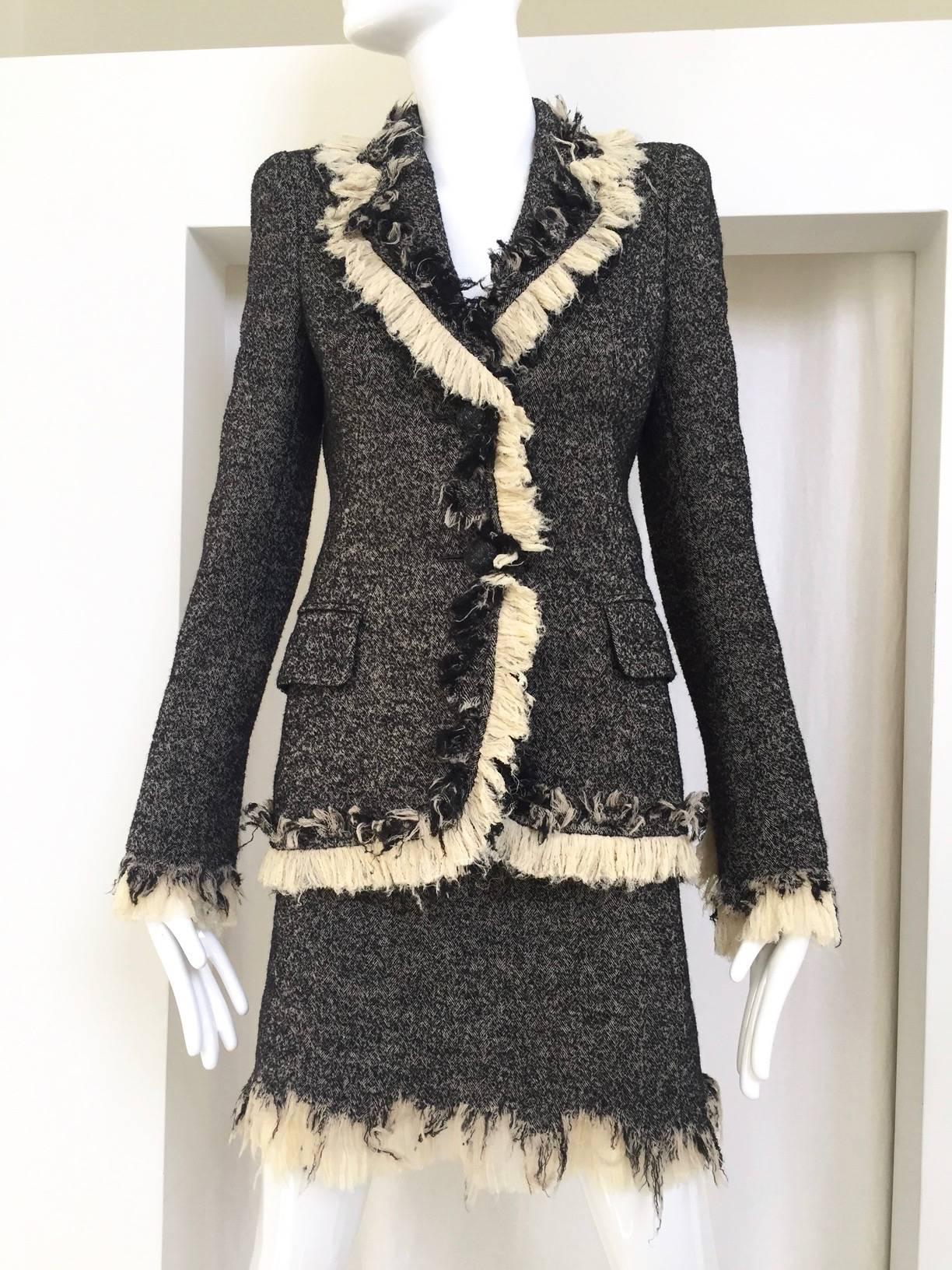 Alexander Mcqueen wool fitted blazer and skirt ensemble 3