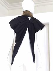 JUNYA WATANABE  Black Deconstructed Cotton Blouse with Asymetrical zipper collar