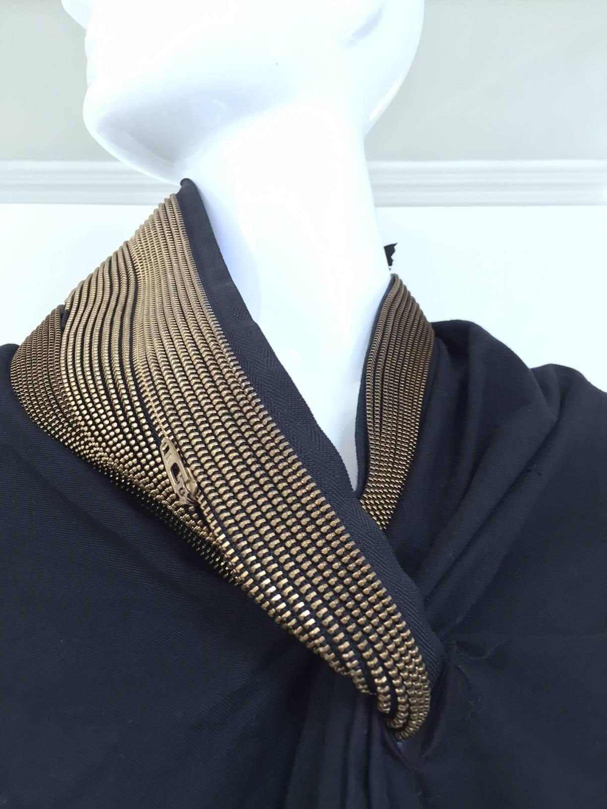 JUNYA WATANABE  Black Deconstructed Cotton Blouse with Asymetrical zipper collar In Good Condition In Beverly Hills, CA