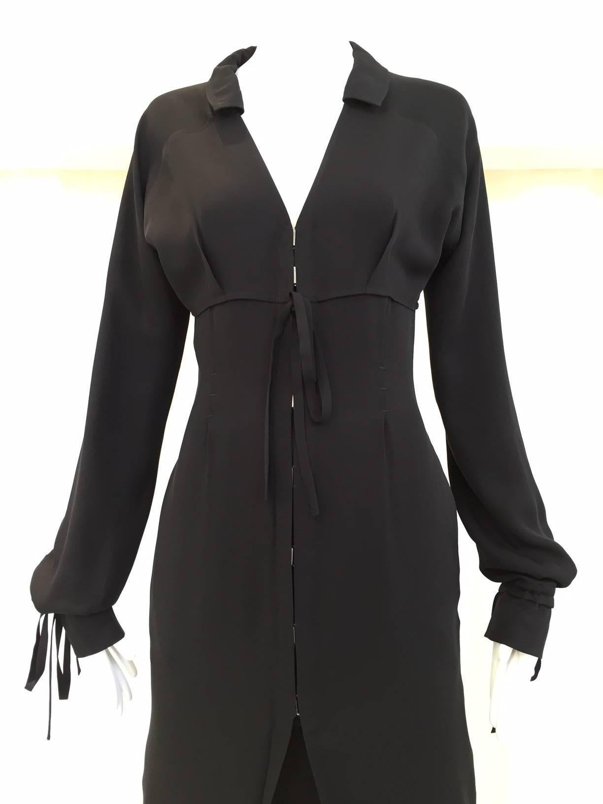 YSL by Tom Ford black silk long sleeve dress sheath dress. Small fit size US 4
Bust: 34