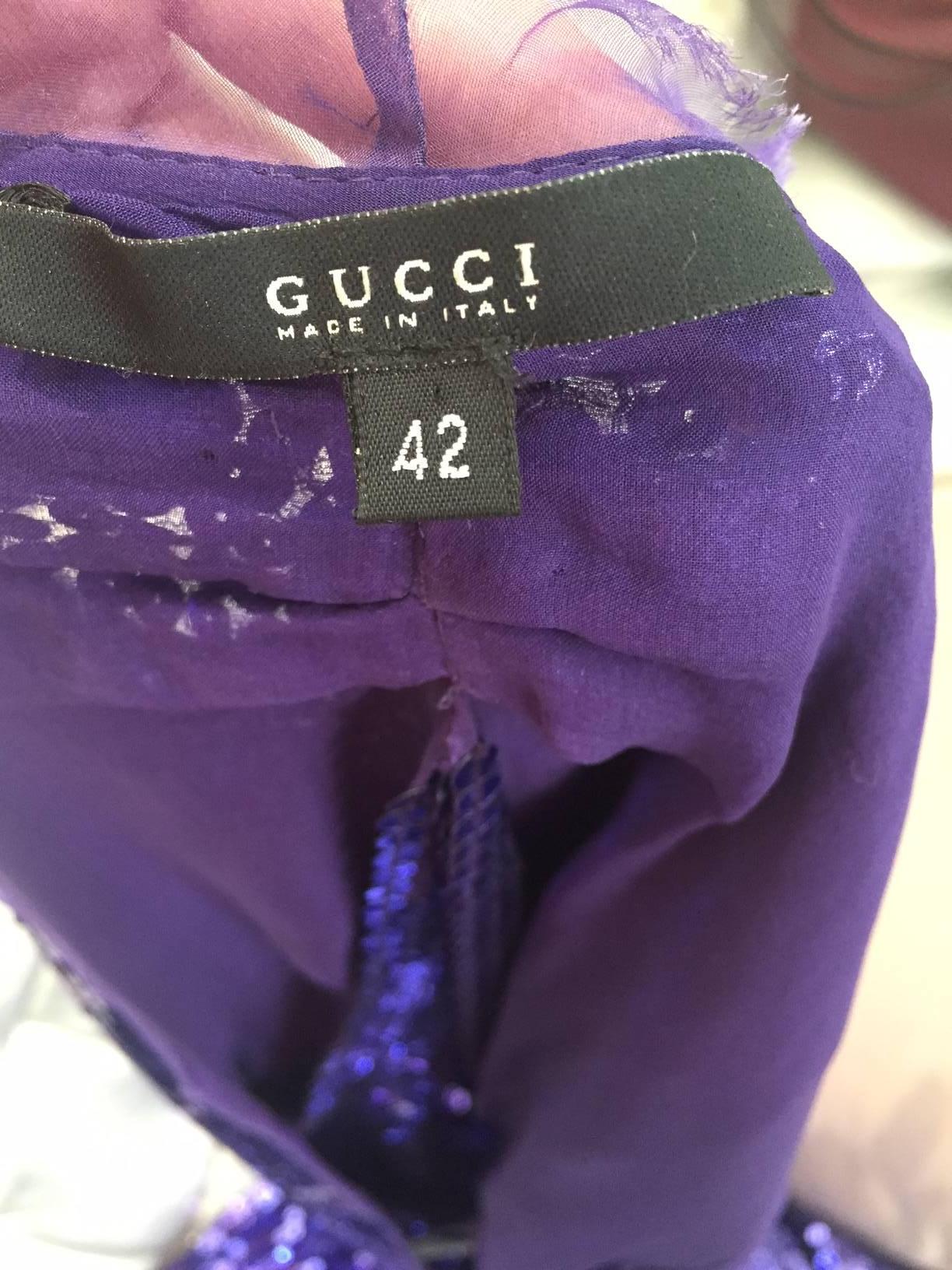 2004 GUCCI by Tom Ford runway purple sequin gown In Good Condition In Beverly Hills, CA