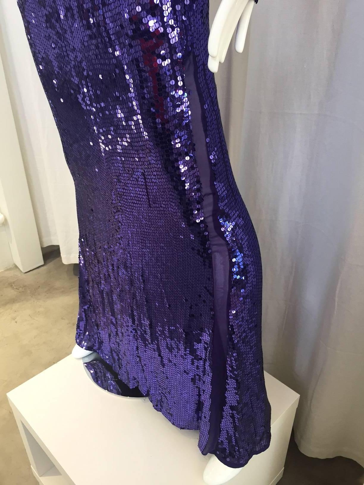 2004 GUCCI by Tom Ford runway purple sequin gown 2