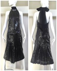 Vintage Christian Dior black sequin Halter top and skirt set