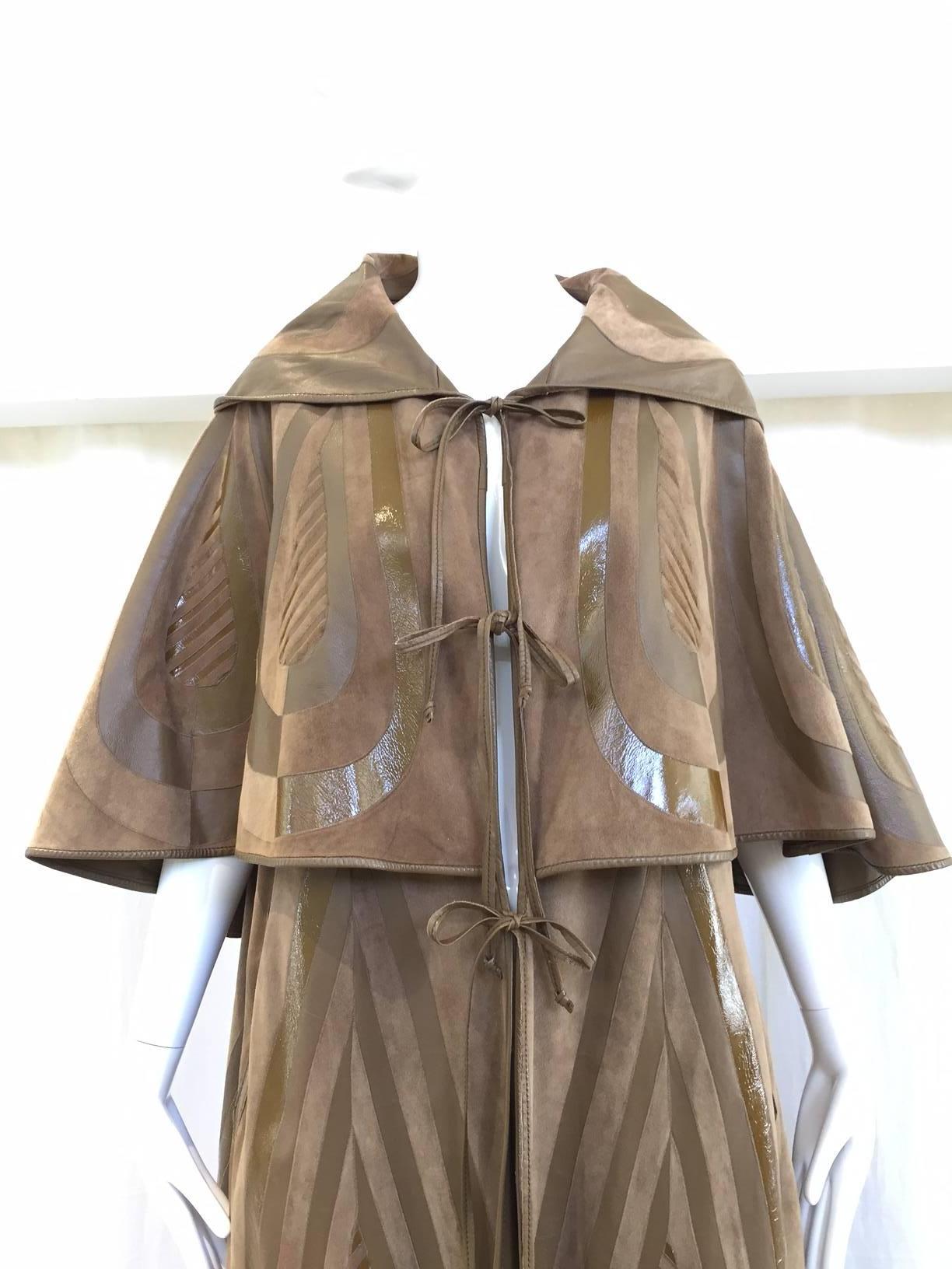 Brown 1970s Suede cape coat