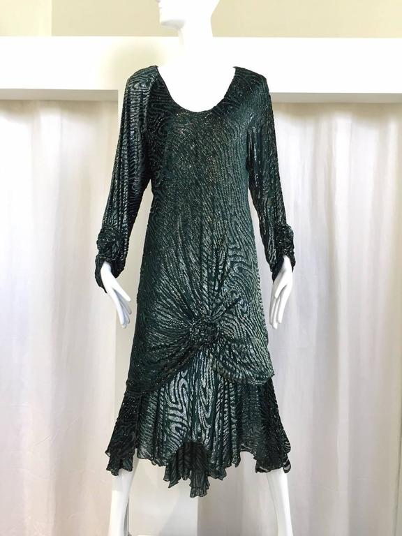 80’s Metallic Green Dress by Steppin Out