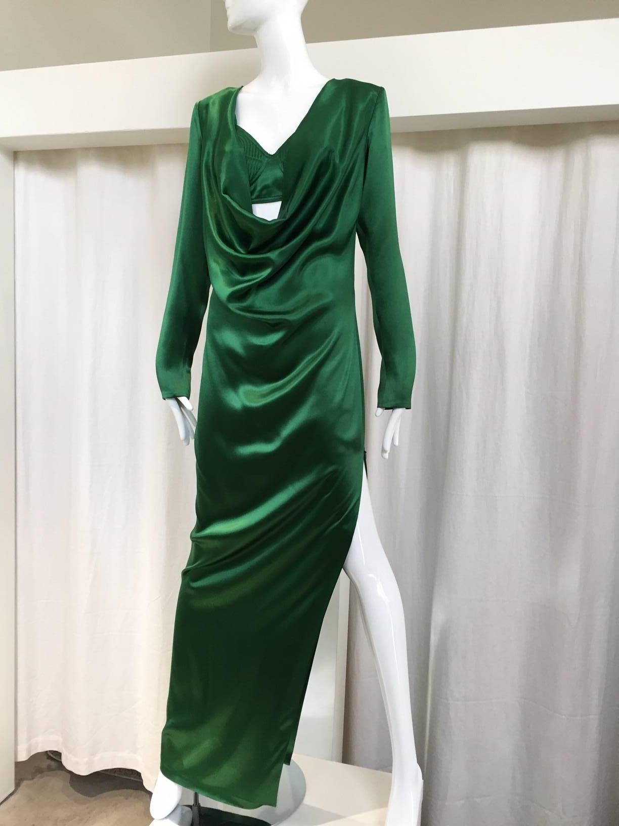 vintage green silk dress