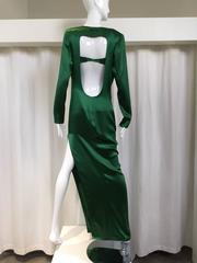 90s Iconic Jean Paul Gaultier emerald green silk charmeuse gown with bra