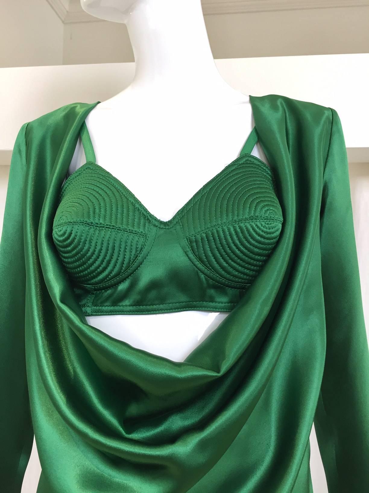 green silk bra