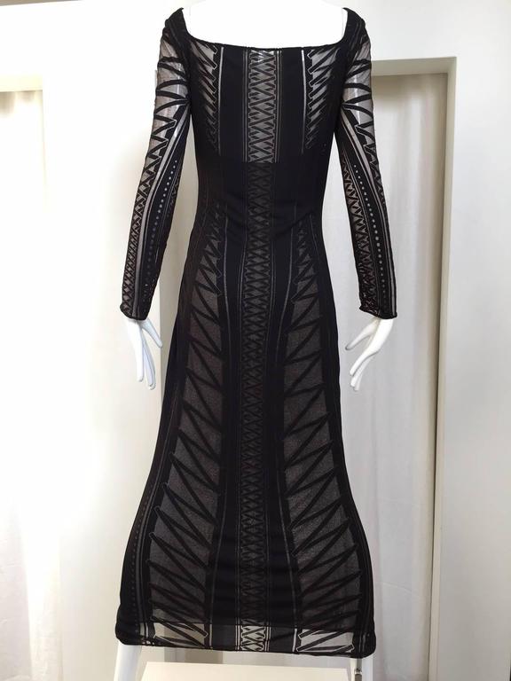 1990s Gianfranco Black Knit Illusion Dress In Excellent Condition For Sale In Beverly Hills, CA