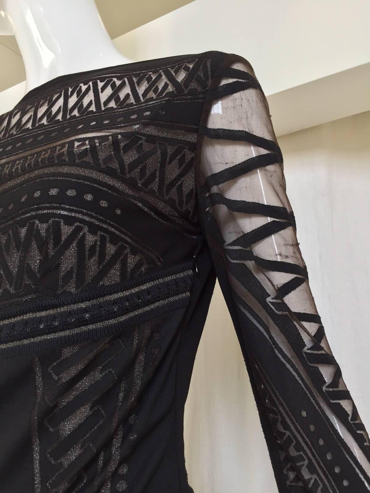 1990s Gianfranco Black Knit Illusion Dress For Sale 3