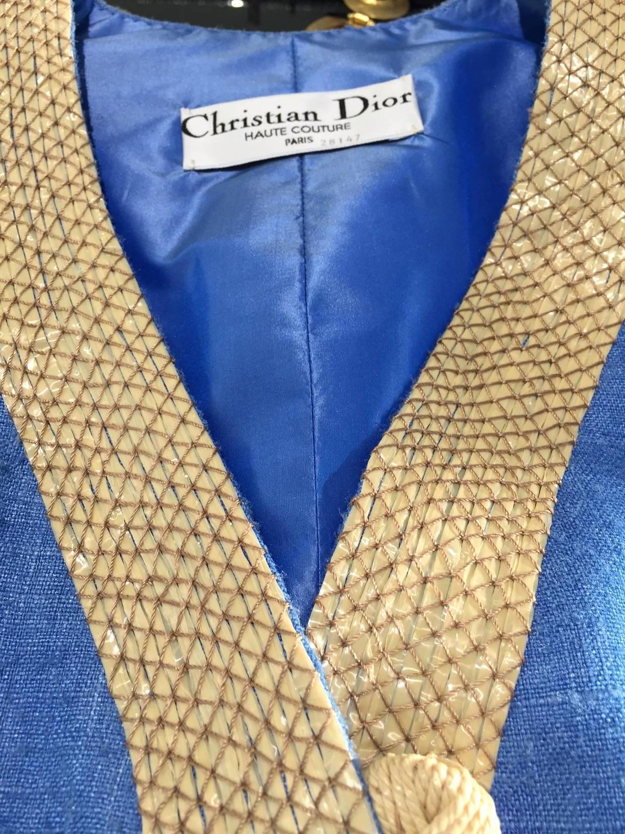 Vintage 1970s Christian Dior Haute Couture Linen vest set with silk blouse pcs In Good Condition In Beverly Hills, CA