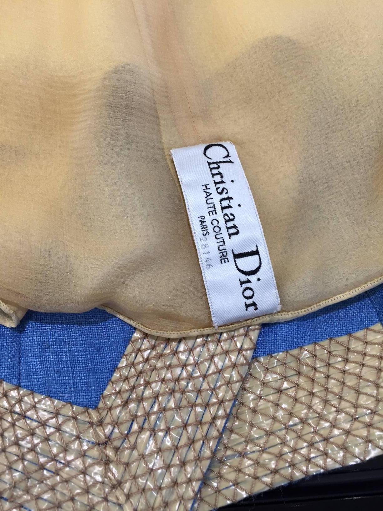 Vintage 1970s Christian Dior Haute Couture Linen vest set with silk blouse pcs 2