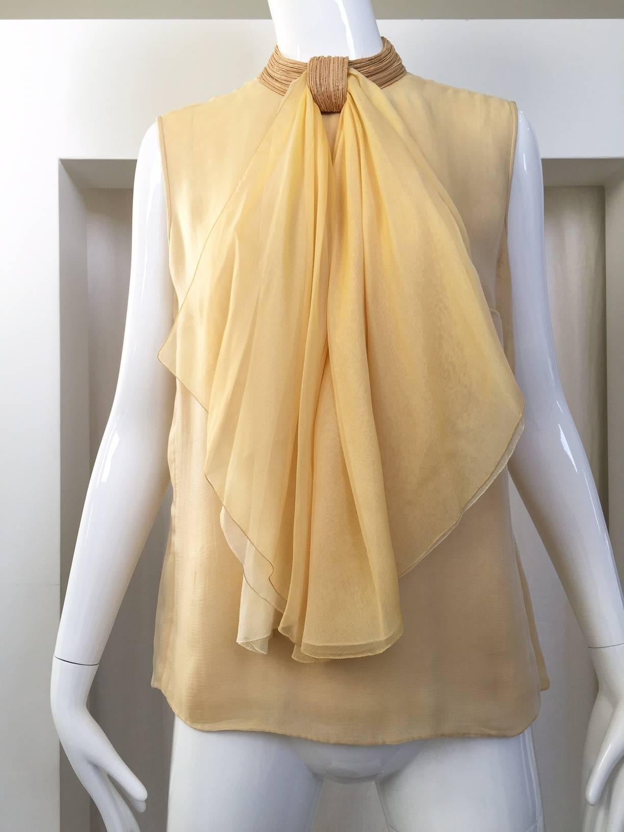 Vintage 1970s Christian Dior Haute Couture Linen vest set with silk blouse pcs 1