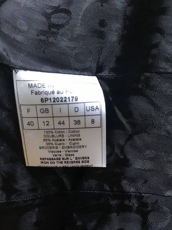 Christian Dior by John Galliano denim embroidered fitted jacket at