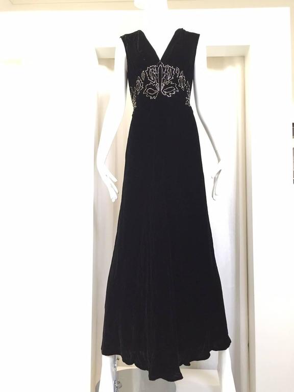 1930s Black Velvet gown with bolero jacket at 1stDibs | black velvet gowns