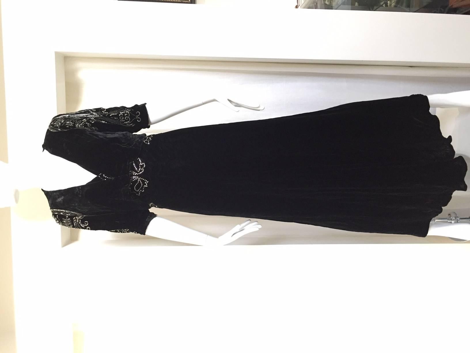 Women's 1930s Black Velvet gown with bolero jacket