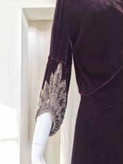 1930s Purple Eggplant silk velvet gown
