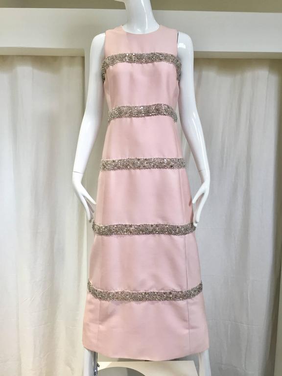 Women's Vintage 1960s Malcolm Starr Light Pink Sleeveles Silk Shift Dress For Sale