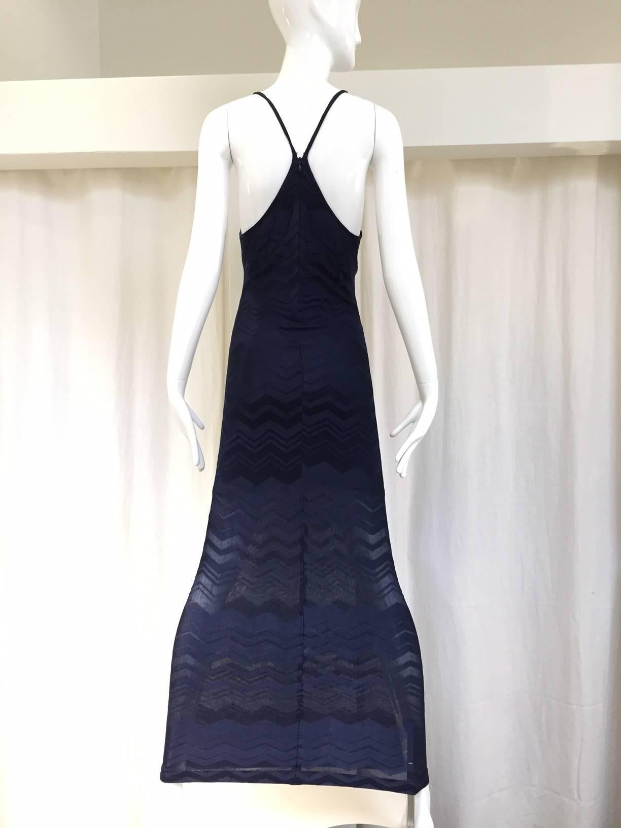 Sexy and sporty 90s Gianfranco Ferre navy blue knit dress with racer back. 
Bust: 32