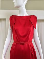 Don Loper - Robe de cocktail en satin et fourrure rouge, années 1960