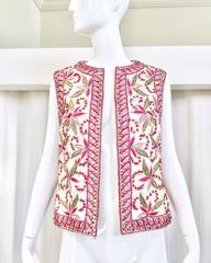 1960s Malcolm Starr  silk vest with pink and green embroidery
