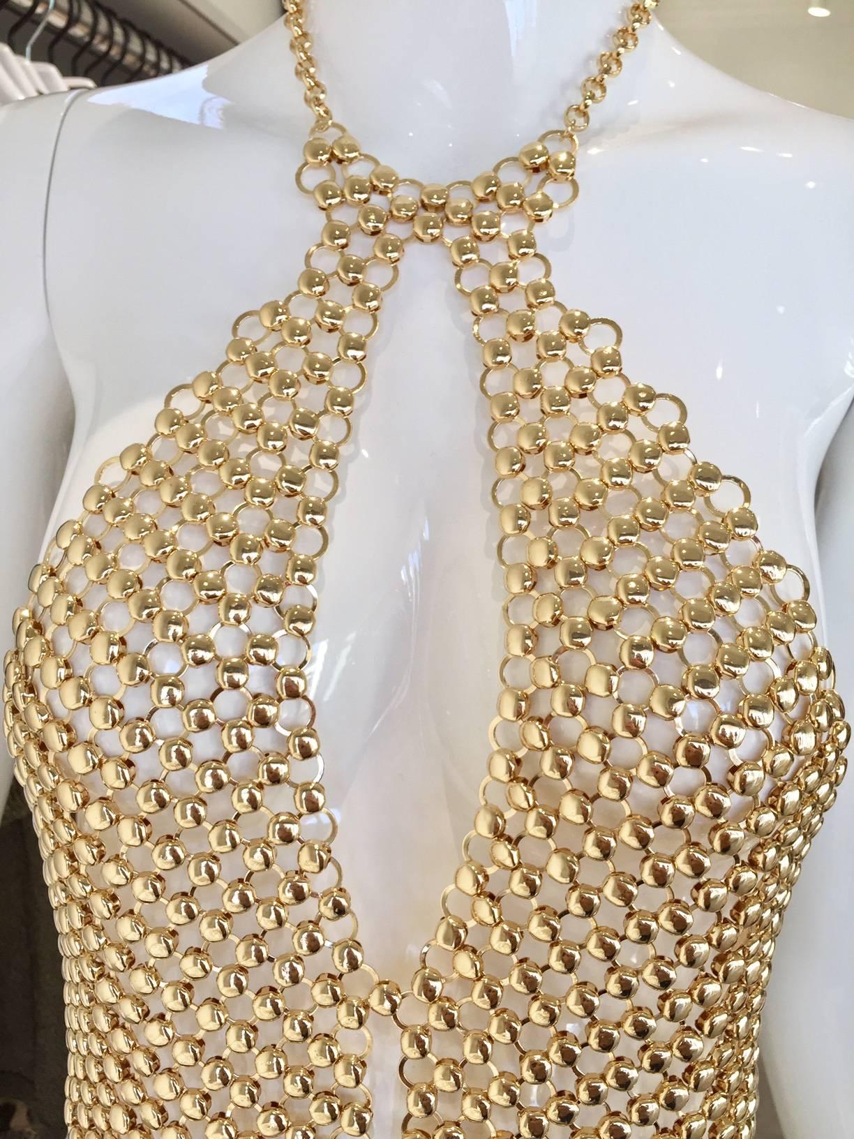 Custom made Gold chain link halter top. ( this is not plated in gold) 
Fit size 2/4/6 