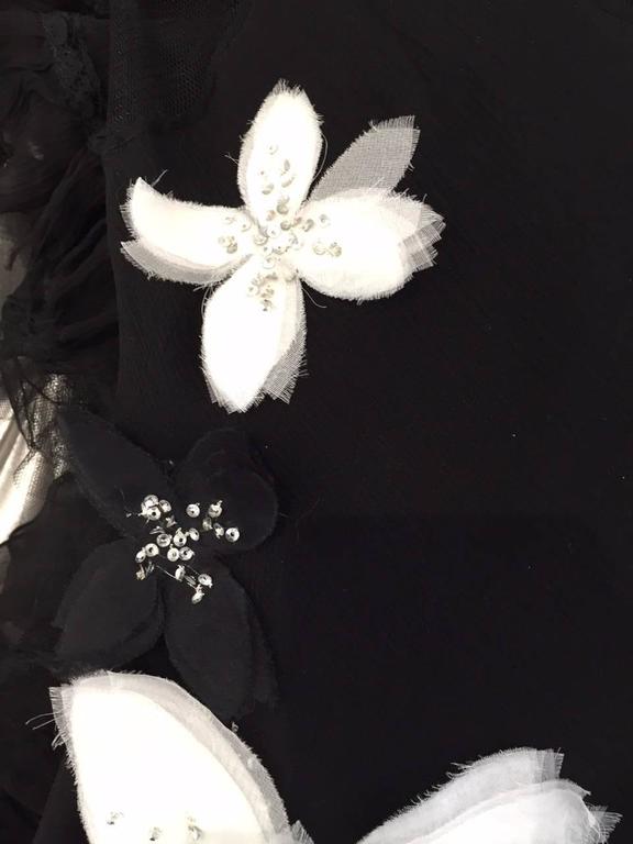   JOHN GALLIANO Black Silk Gown with White Flower  4