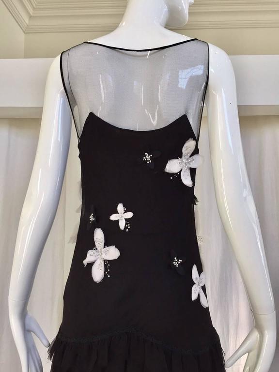   JOHN GALLIANO Black Silk Gown with White Flower  5