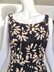 1960s Black and white floral sequin wiggle dress