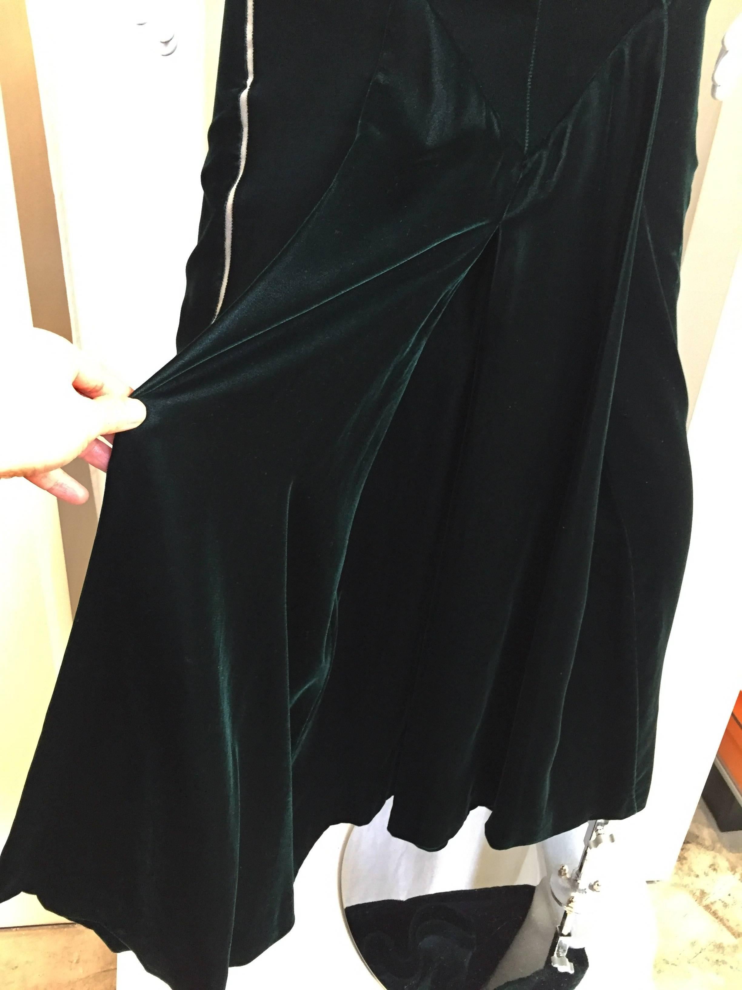 Black Vintage 1990s Gianfranco Ferre green velvet gown For Sale