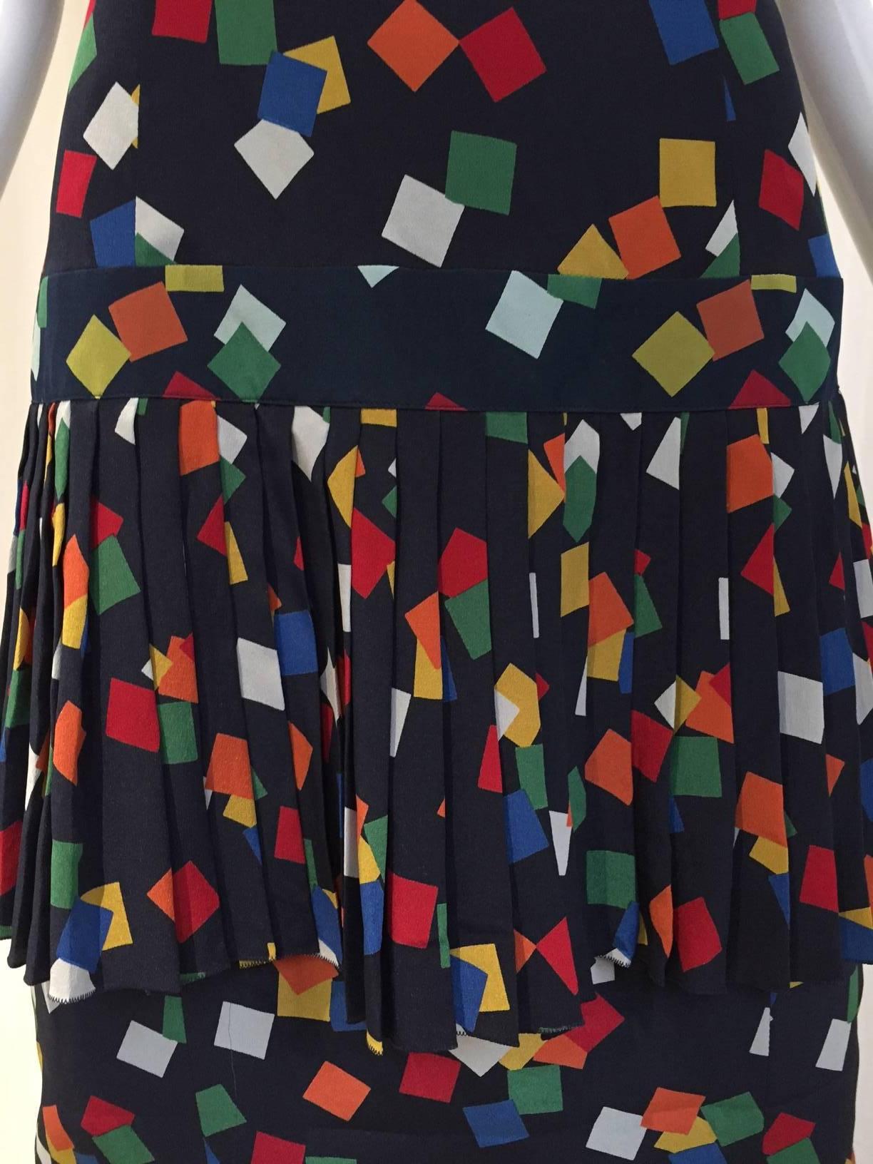 Vintage CHLOE  navy blue confetti print  halter cocktail dress In Excellent Condition In Beverly Hills, CA