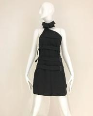 90s Jean Paul Gaultier black cotton halter mini dress/top with straps